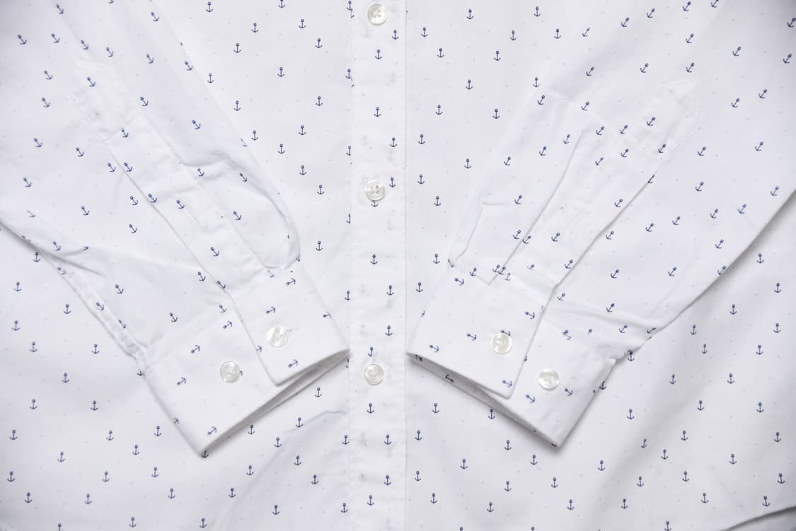 ZARA MAN 흰색 앵커 패턴 슬림핏 셔츠 상품이미지3