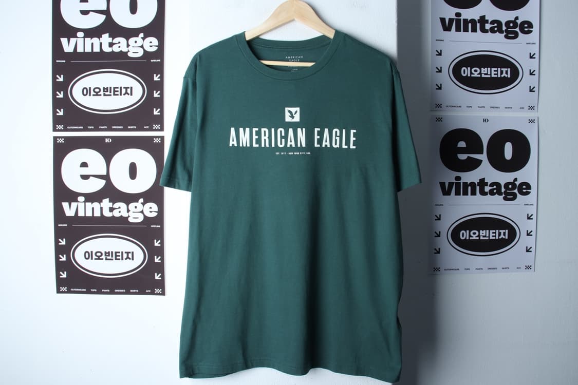(L-XL) 아메리칸 이글 반팔 티셔츠 빅로고 그린 아메카지-H32426 상품이미지2