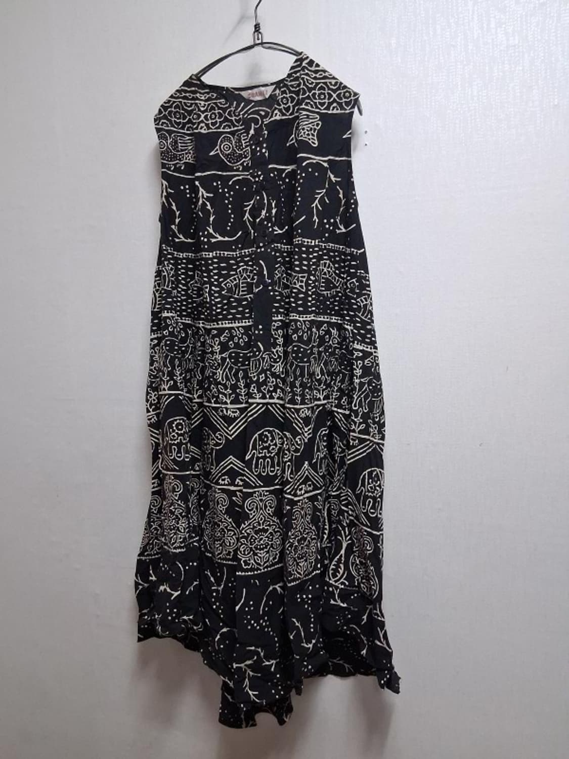 일본수입 SHANTI 인디아 코끼리 블록 프린트 루즈핏 면나염 롱원피스  상품이미지1