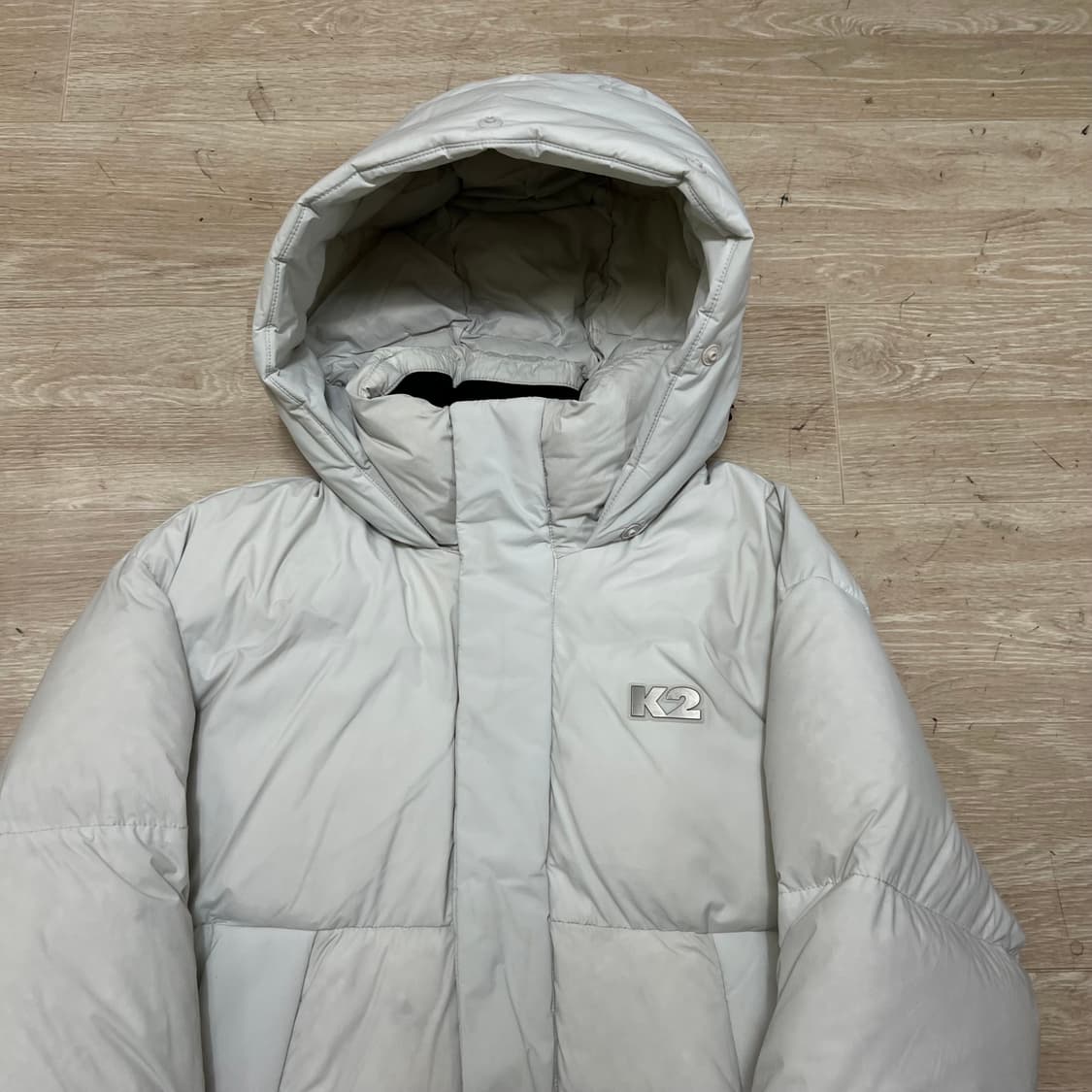 K2 아웃도어 덕다운 후드 롱패딩 점퍼 [크림] S/90 상품이미지2