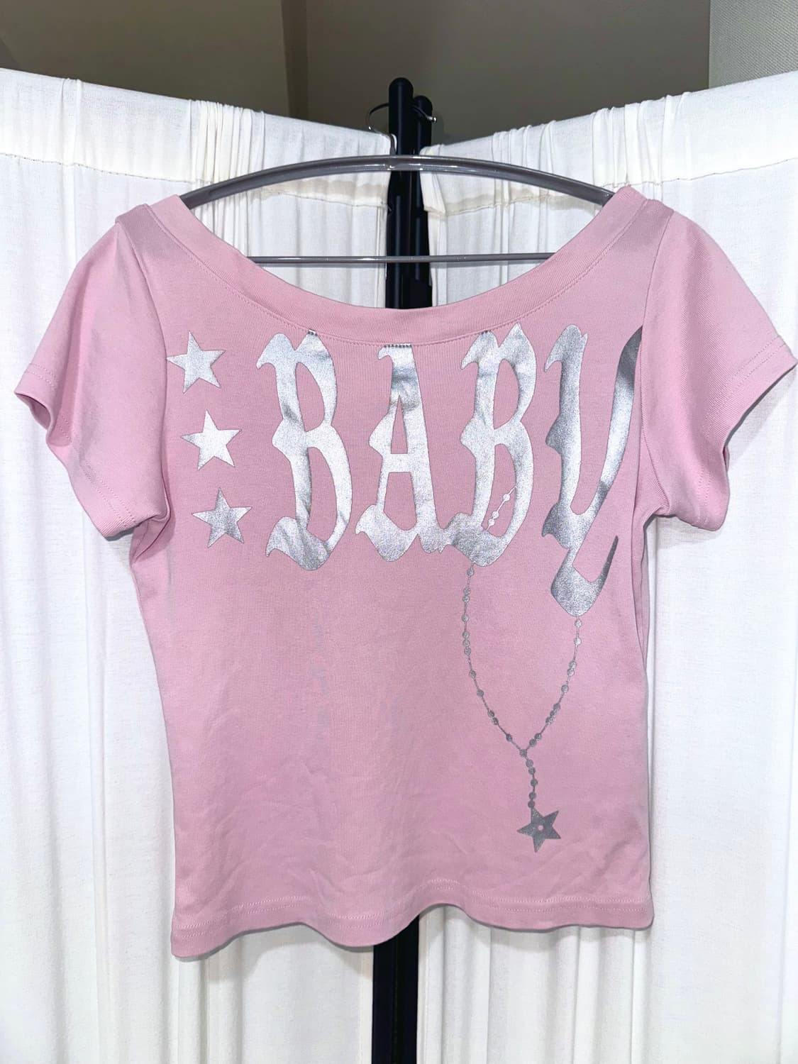 셋업이엑스이 반팔 BABY WIDE NECK TOP / PINK 상품이미지2