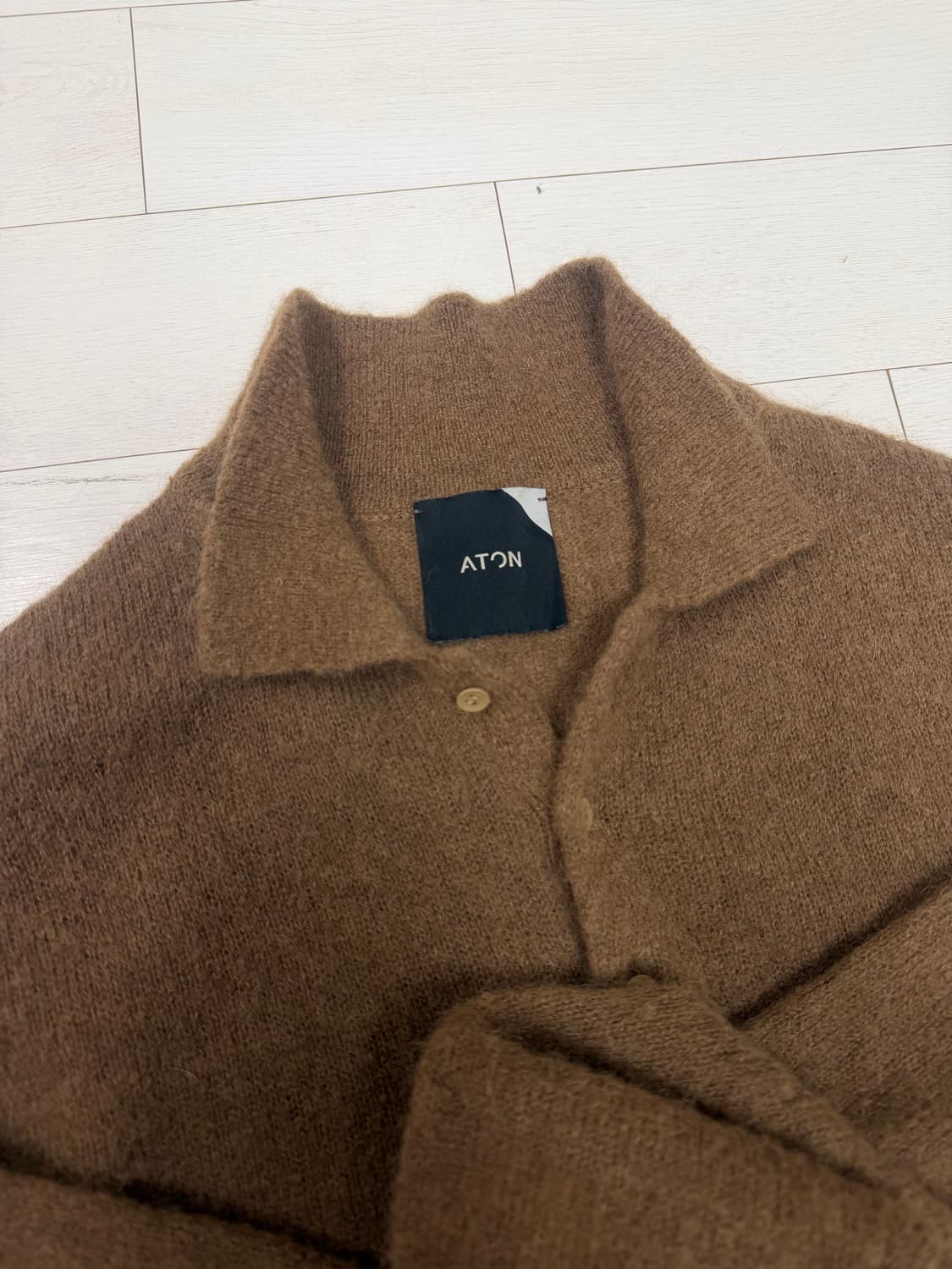 ATON 베이비 알파카 폴로 니트 카멜 브라운 2 사이즈  상태 9.5/ 상품이미지3