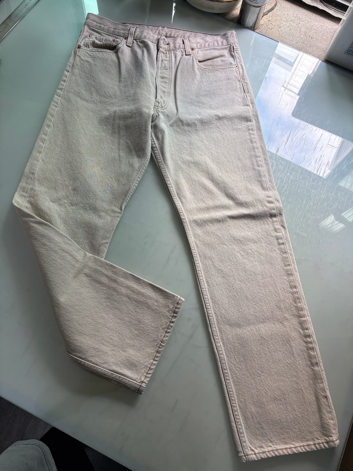 90s 리바이스 501 베이지 진 made in usa 상품이미지4