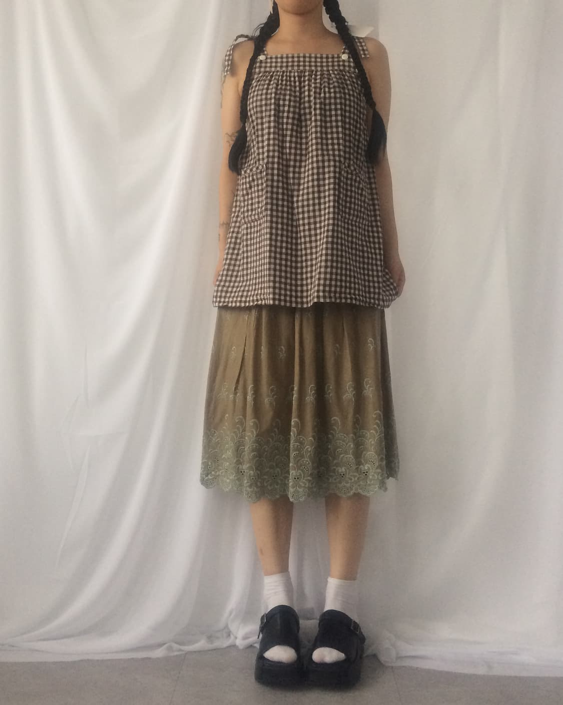 Check pattern sleeveless onepiece 상품이미지6