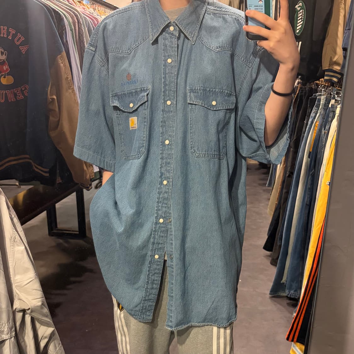 [IM]  Carhartt 칼하트 반팔 셔츠 데님 중청 상품이미지2