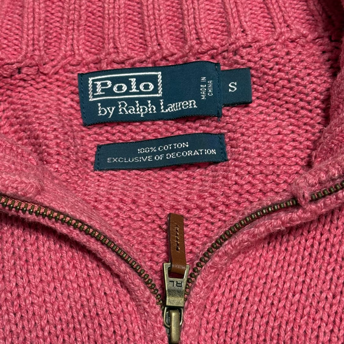 S 폴로랄프로렌 핑크 코튼 반집업 니트 상품이미지4