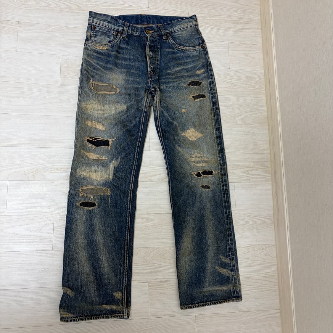 글래드핸드 데미지 워싱 데님 32사이즈 상품이미지1