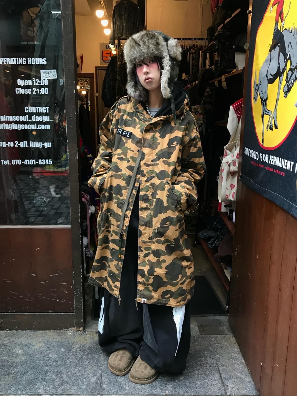Bape Camouflage Hooded Long Jacket 상품이미지3