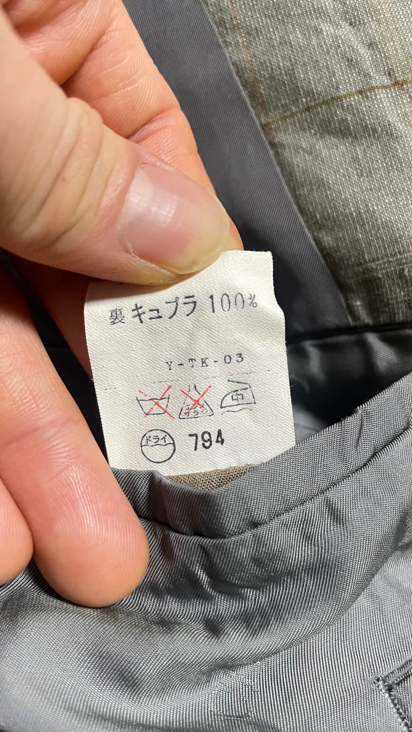 JPN 80s 일본빈티지 크리스찬 디올 무슈 울 린넨 체크 블레이저 자켓 상품이미지9