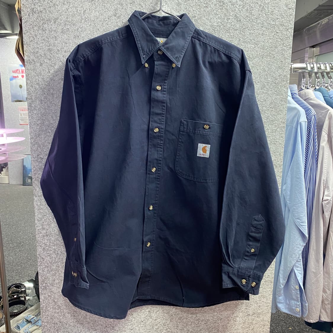 칼하트 포켓로고 네이비 워크 셔츠 B3736 상품이미지2