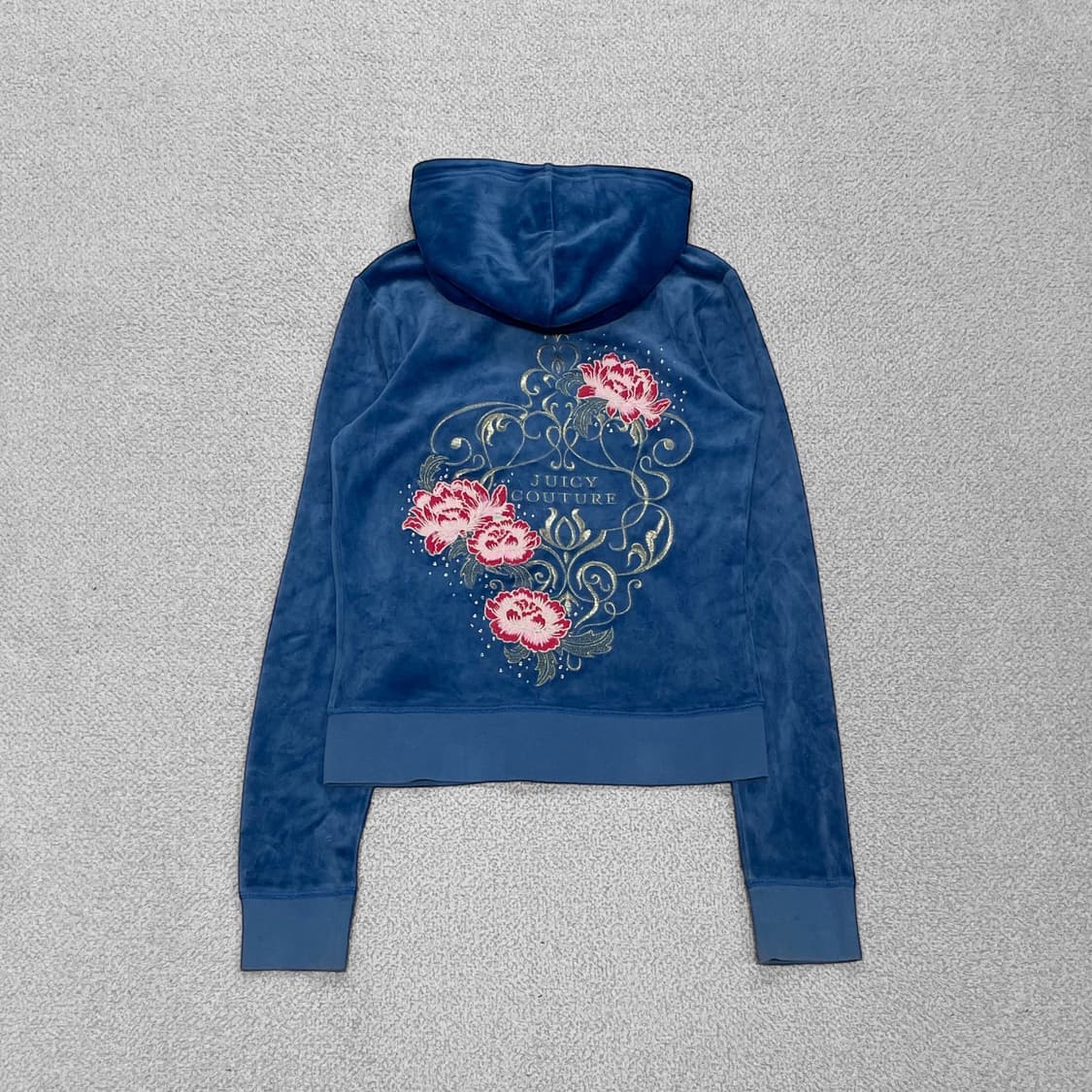 쥬시꾸띄르 벨벳 후드집업 블루 상품이미지2