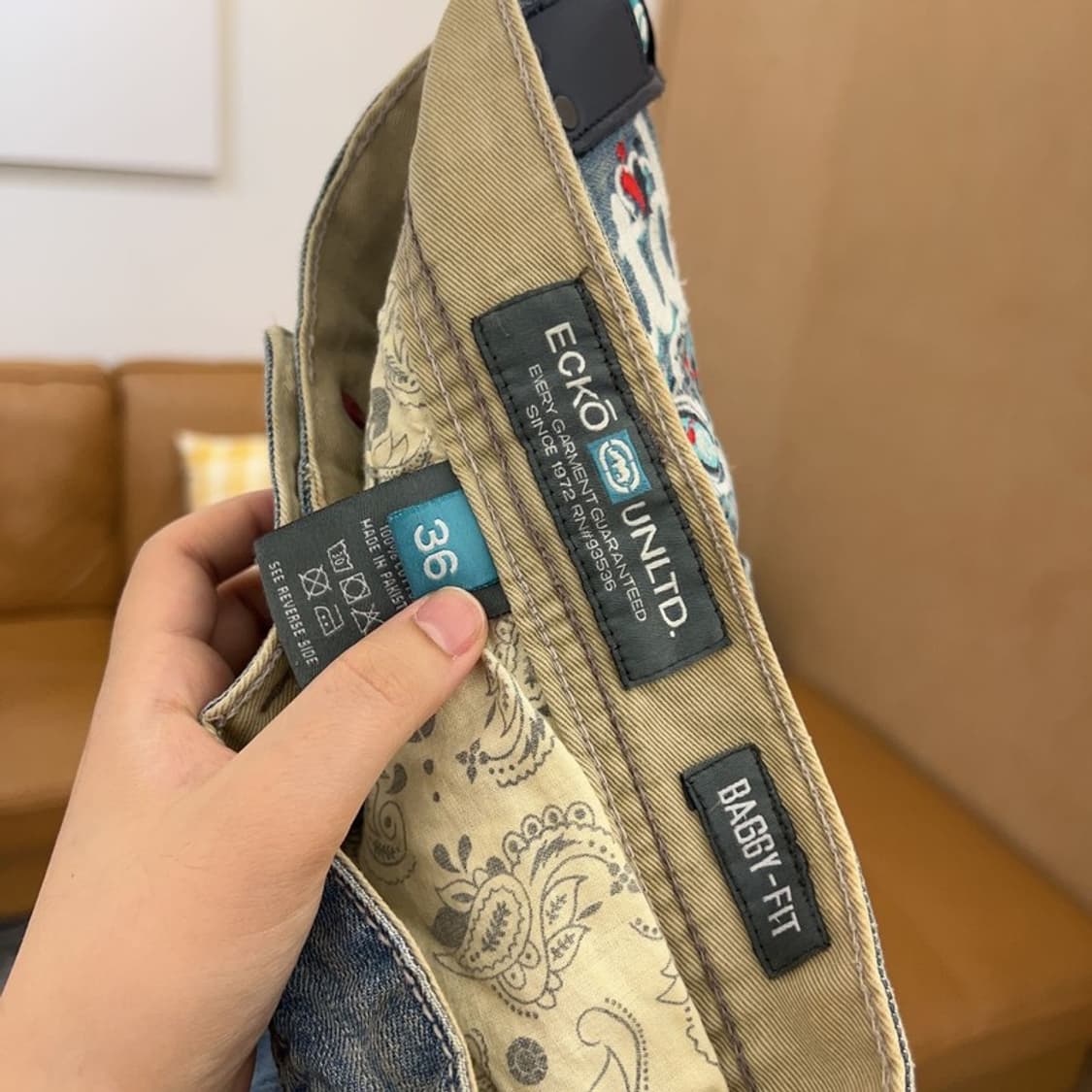 에코 ECKO 빈티지 올드스쿨 자수 데님팬츠 청바지 36인치 C04879 상품이미지2
