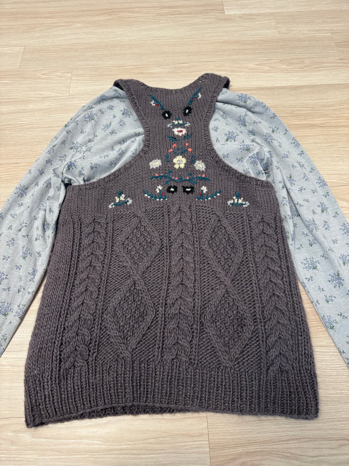 빈티지 모리걸 니트조끼 + 티셔츠 상품이미지3