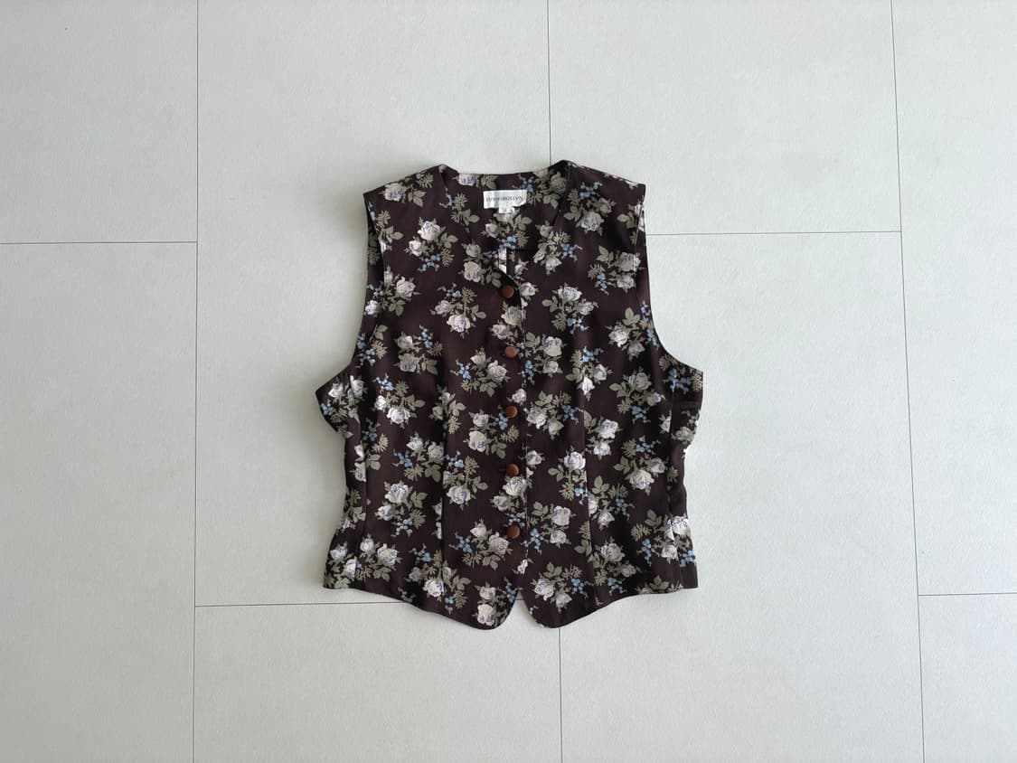 dark floral button vest 상품이미지1