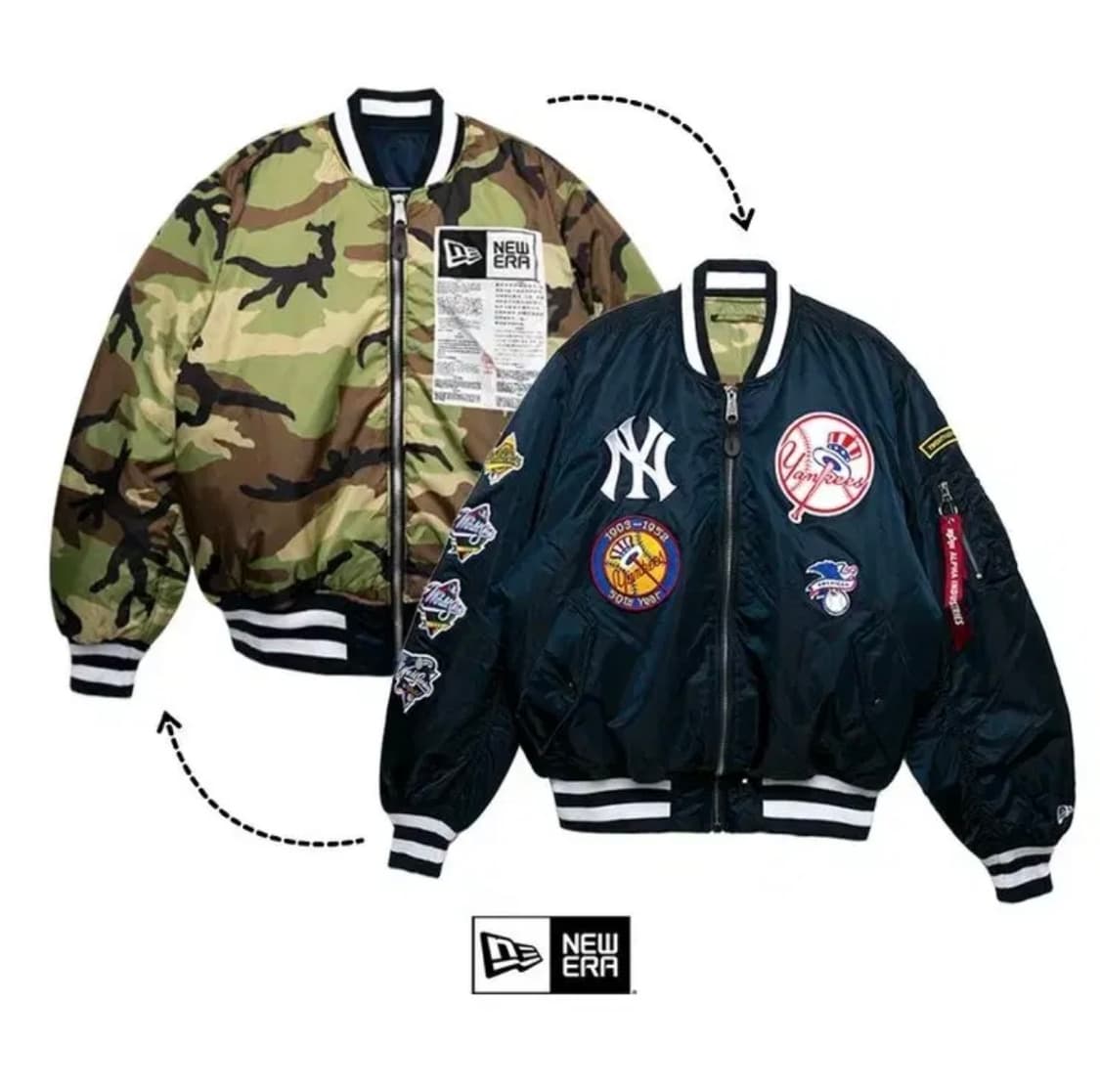XL 새제품) 뉴에라 양키스 X 알파 인더스트리 MA-1 봄버 패딩 양면 상품이미지9