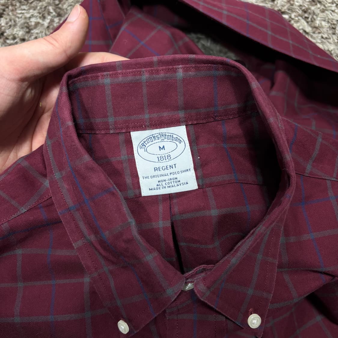 M 브룩스브라더스 버건디 체크셔츠 상품이미지3