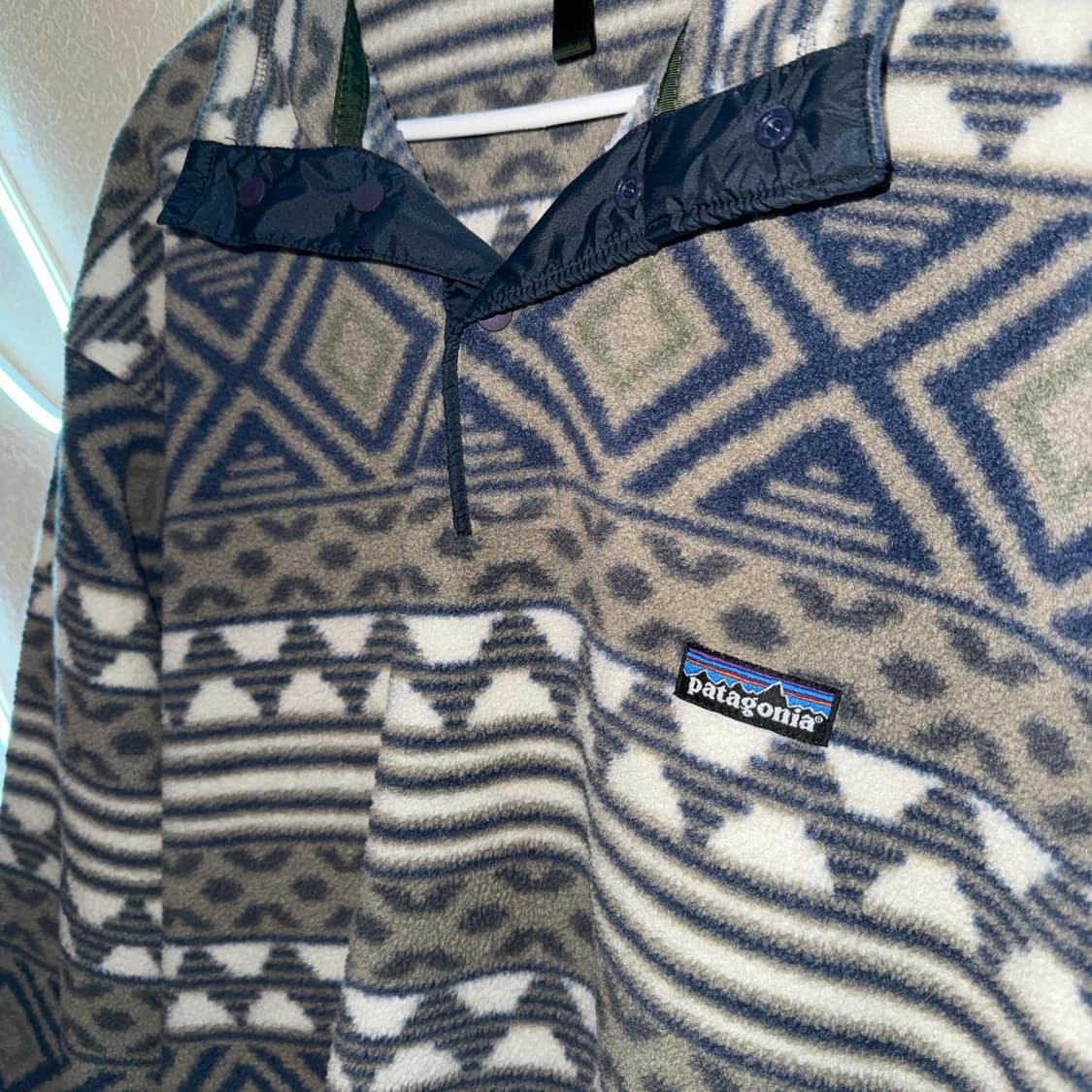 90s 파타고니아 신칠라 스냅-T 네이티브 패턴 네이비/화이트 USA 상품이미지2