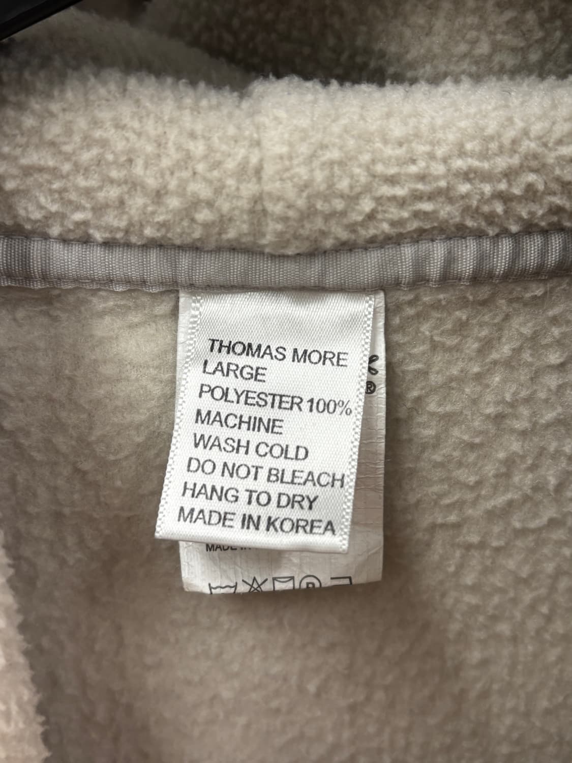 토마스모어 후리스 후드티 L 아이보리 상품이미지4