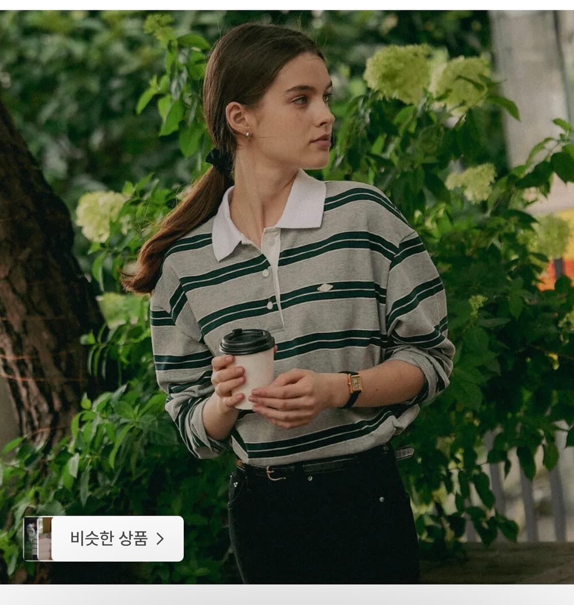 틸아이다이 스트라이프 카라 폴로 티셔츠 그레이 상품이미지1