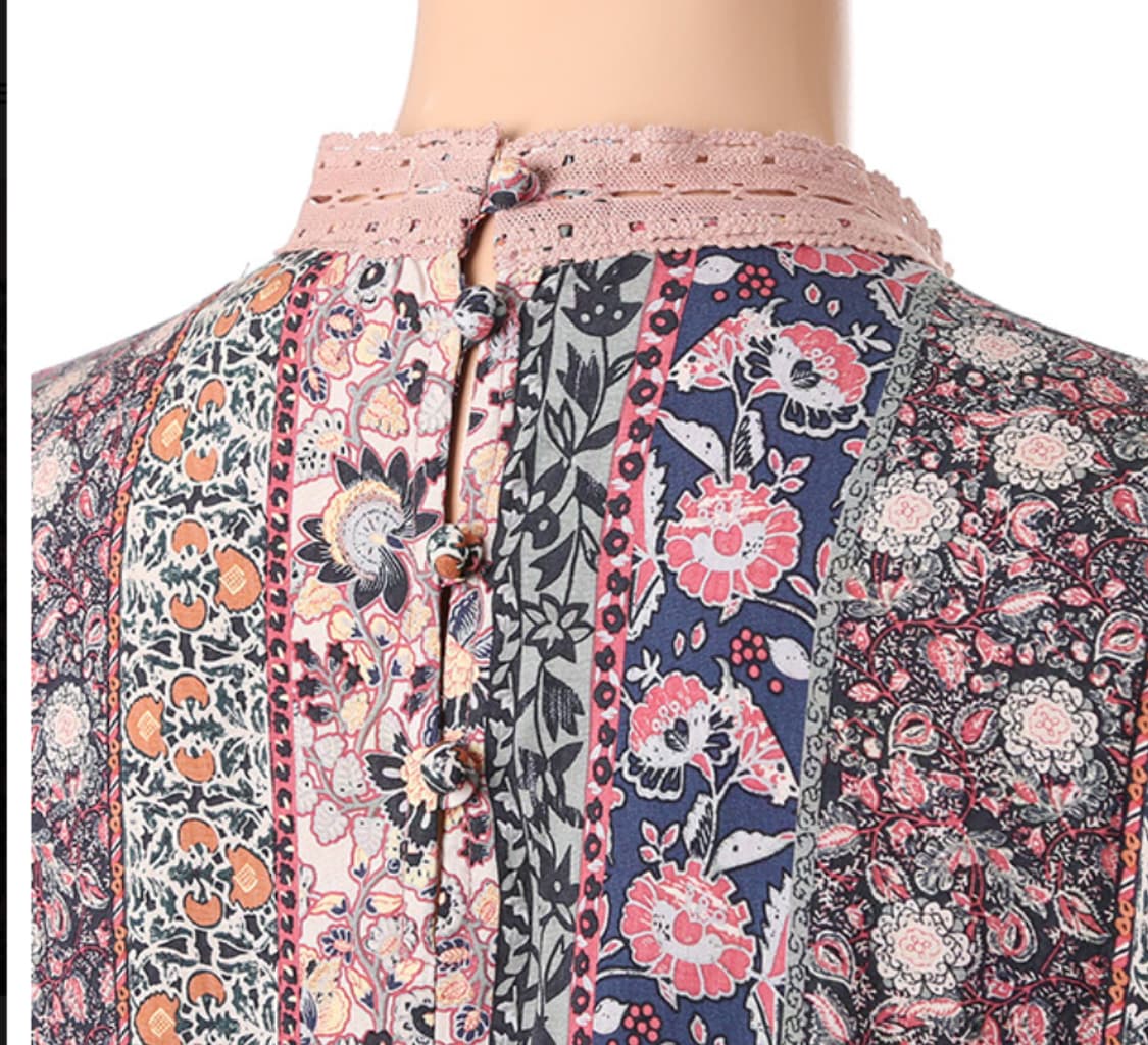 써스데이 보헤미안 쉬폰 소매배색 미니원피스 상품이미지8