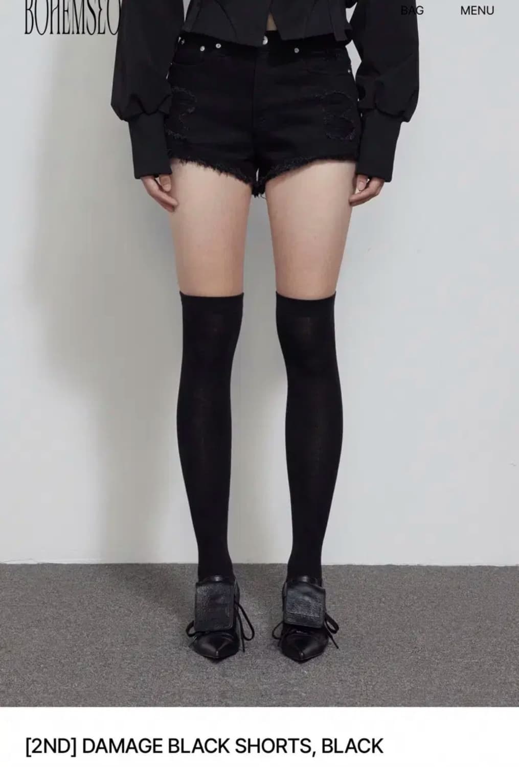 보헤미안서울 데미지 블랙 쇼츠 숏츠 반바지 L 보헴서 상품이미지1