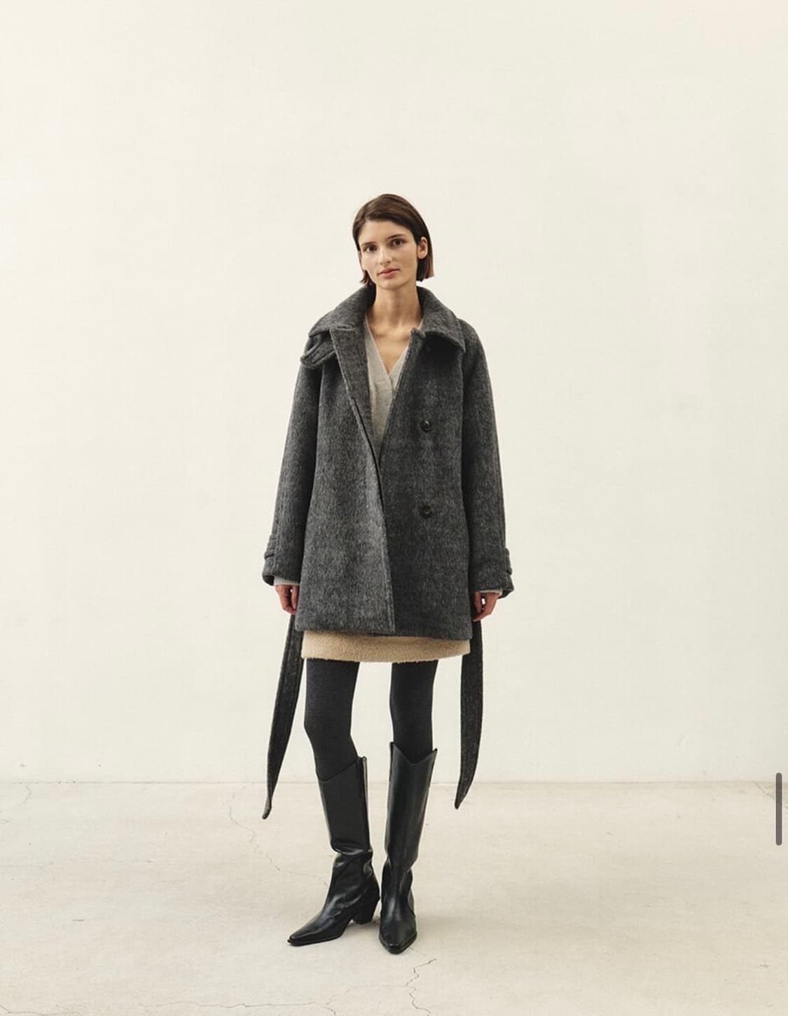 모한 카멜 하프코트 차콜 XS 상품이미지4