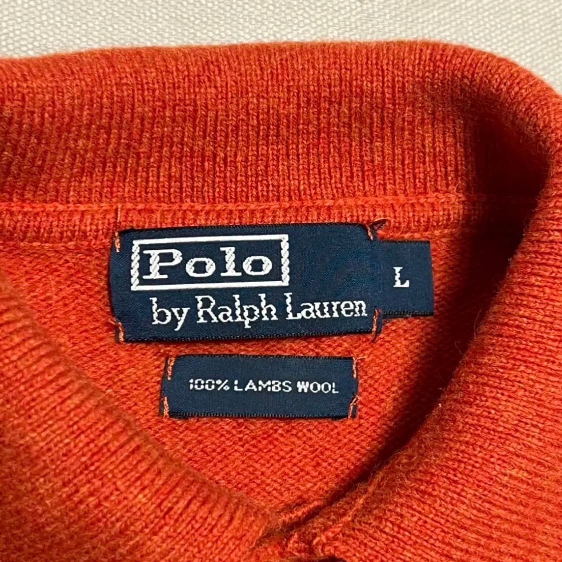 폴로랄프로렌 블루 포니 램스울 오렌지 카라 니트 상품이미지4