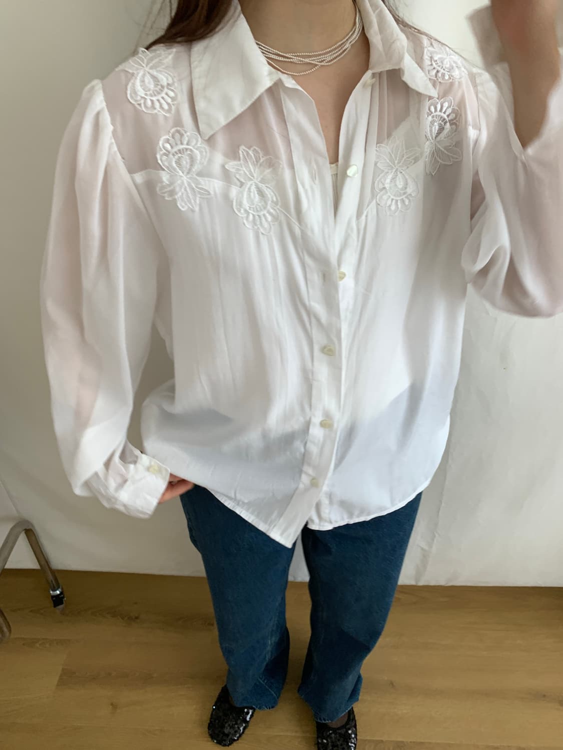 Floral sheer shirt (Europe) 상품이미지3
