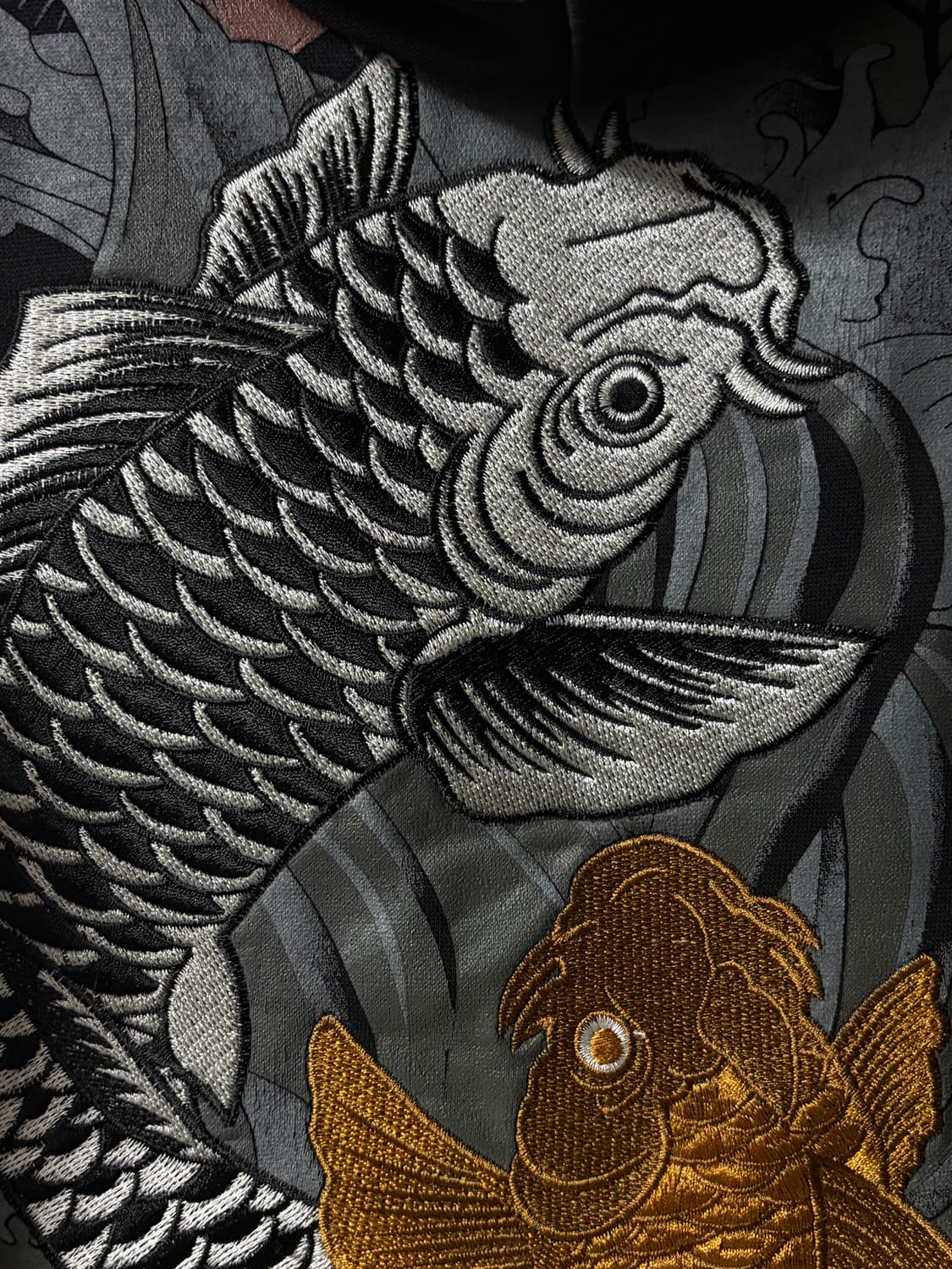 오리엔탈 잉어 자수 후드 집업 상품이미지3