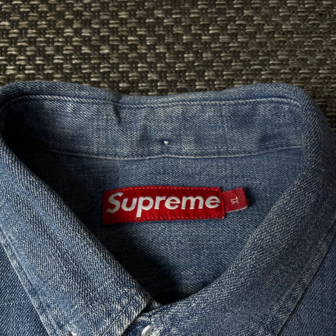 슈프림 미니로고 중청 데님 셔츠 XL 상품이미지4