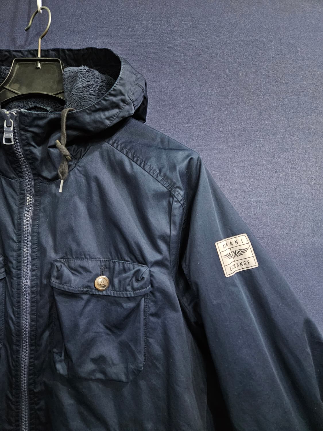 아르마니 익스체인지 네이비 남성 100 후드집업 자켓  상품이미지4