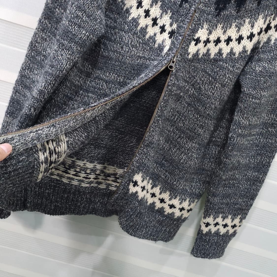 일본 gim 핸드메이드 투웨이 후드집업 니트 M 상품이미지4