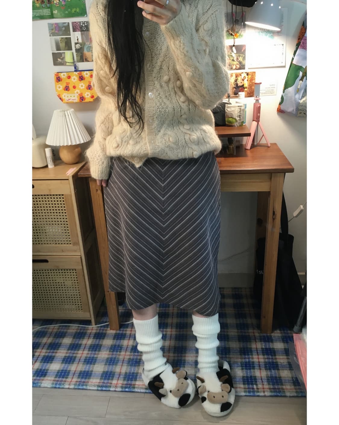 vintage chevron stripe skirt cocoa 상품이미지2