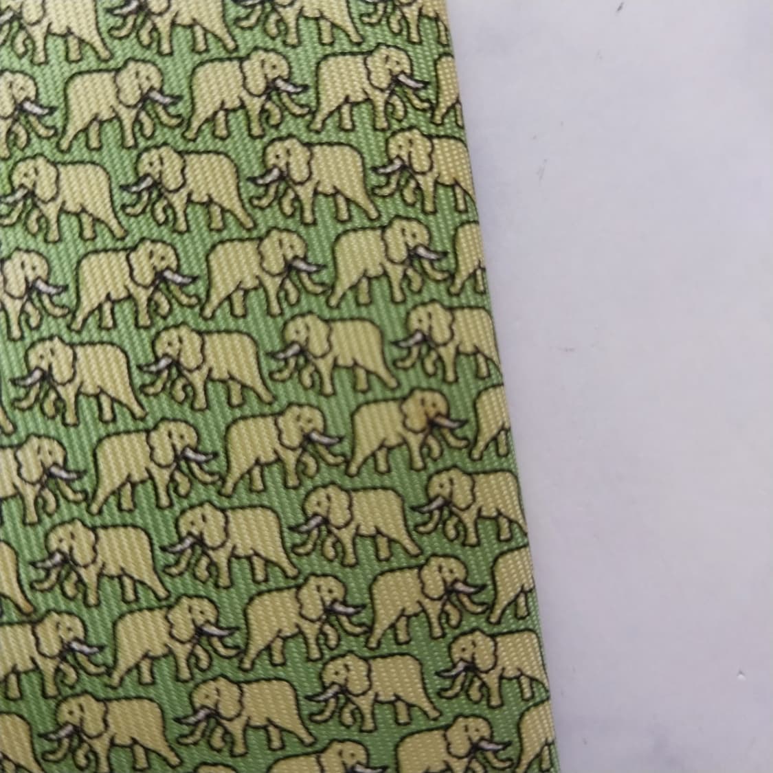 짐톰슨 넥타이 연두 코끼리 패턴 A+~A등급 K2490 상품이미지9