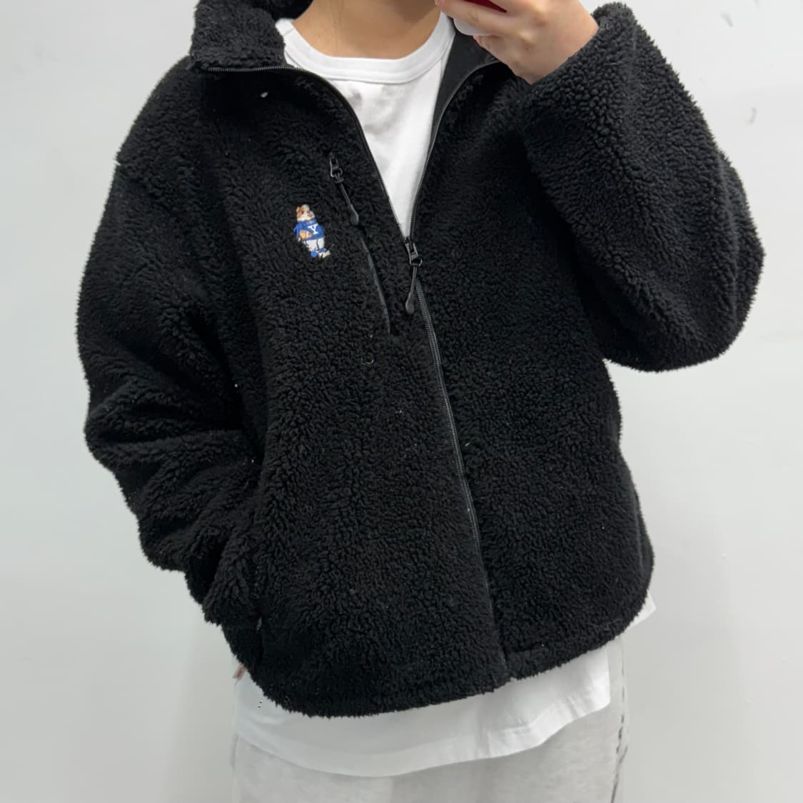 [M] 예일 블랙 플리스 집업 상품이미지1