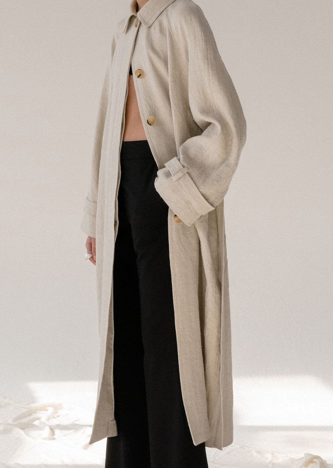 [OS] 아모멘토 린넨 싱글 트렌치코트 amomento 상품이미지2