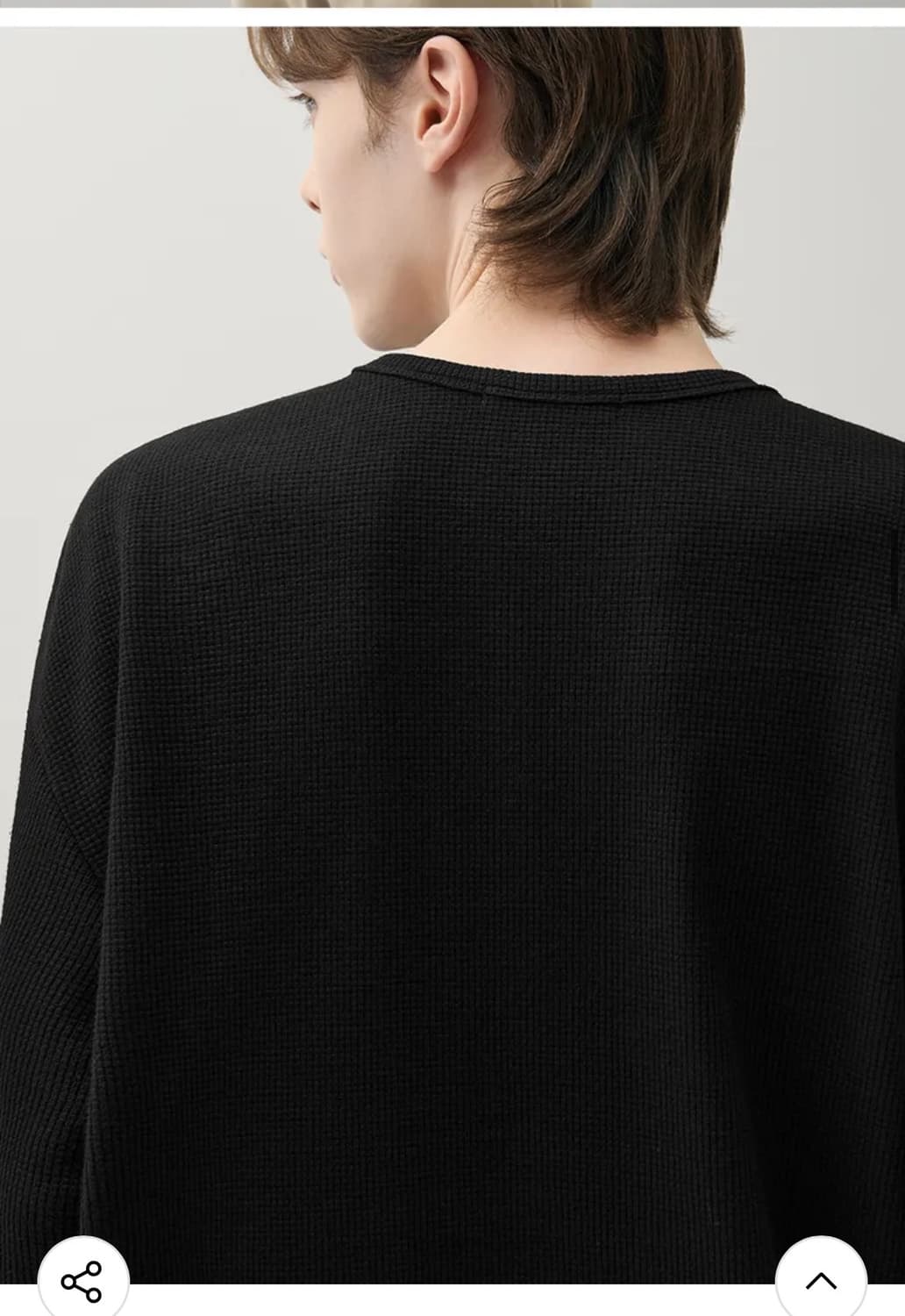 (XL) 드로우핏 와플 라운드 롱슬리브 긴팔 티셔츠 [BLACK] 판매 상품이미지8