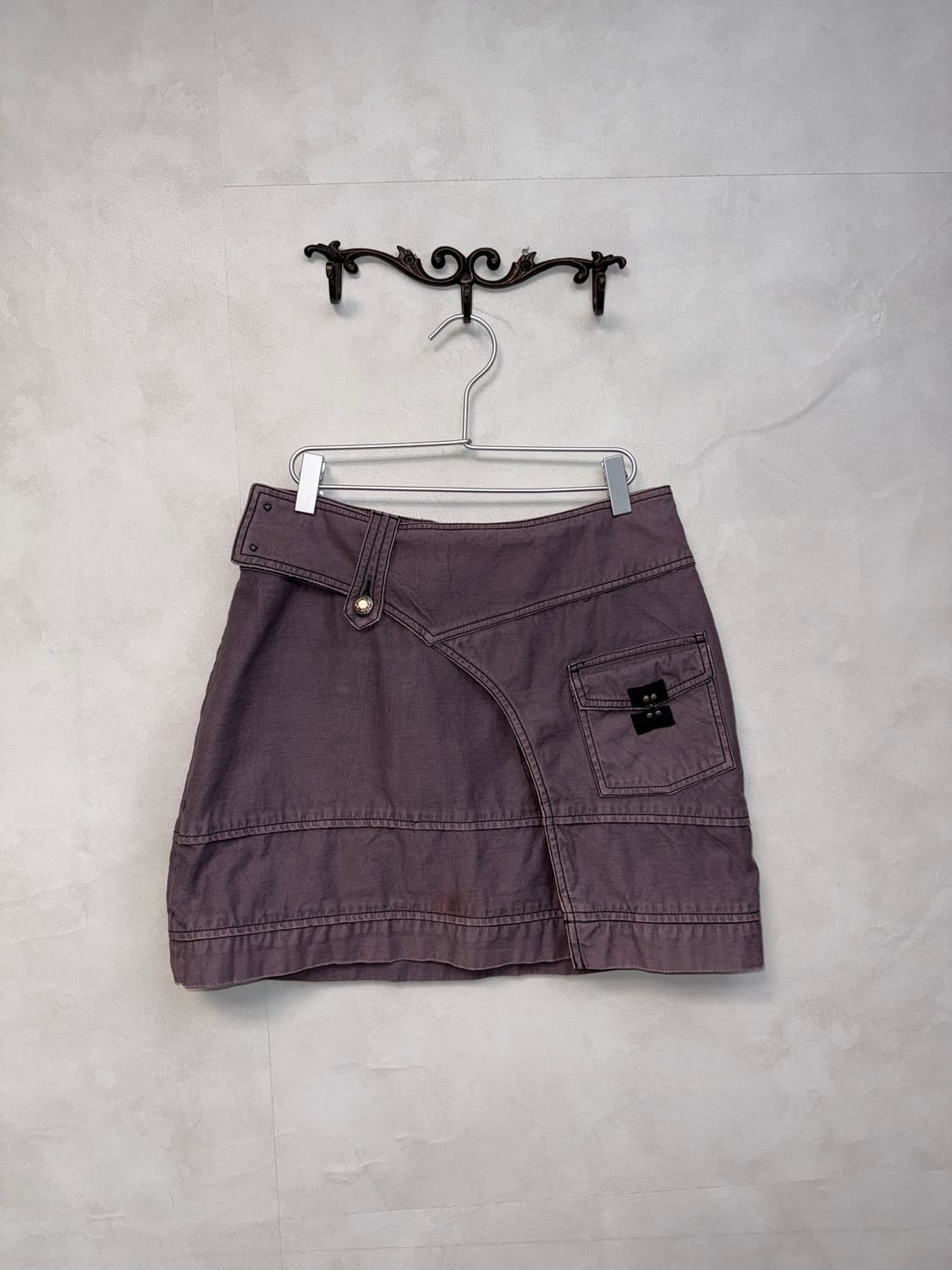 Ash purple wrap pocket detail mini skirt 상품이미지1
