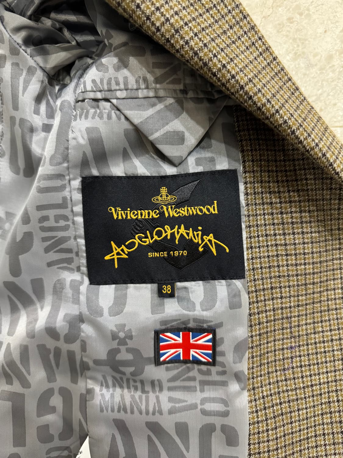 비비안 웨스트 우드 카키 체크 블레이저 상품이미지5