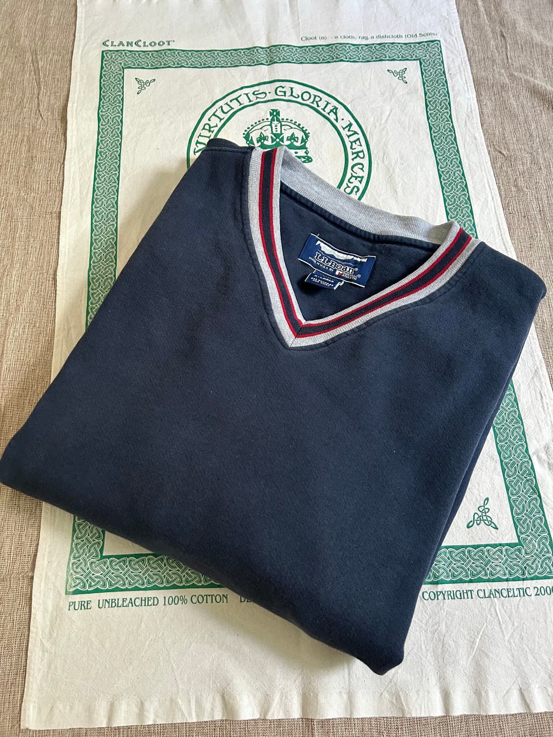 90s 엘엘빈 x 러셀 브이넥 스웻셔츠 Made in USA 상품이미지2