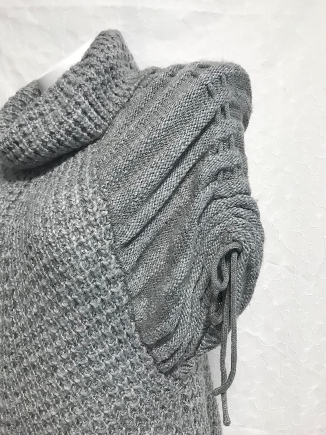 빈티지 니혼진 너드 하이넥 셔링 니트 원피스 탑 상품이미지4