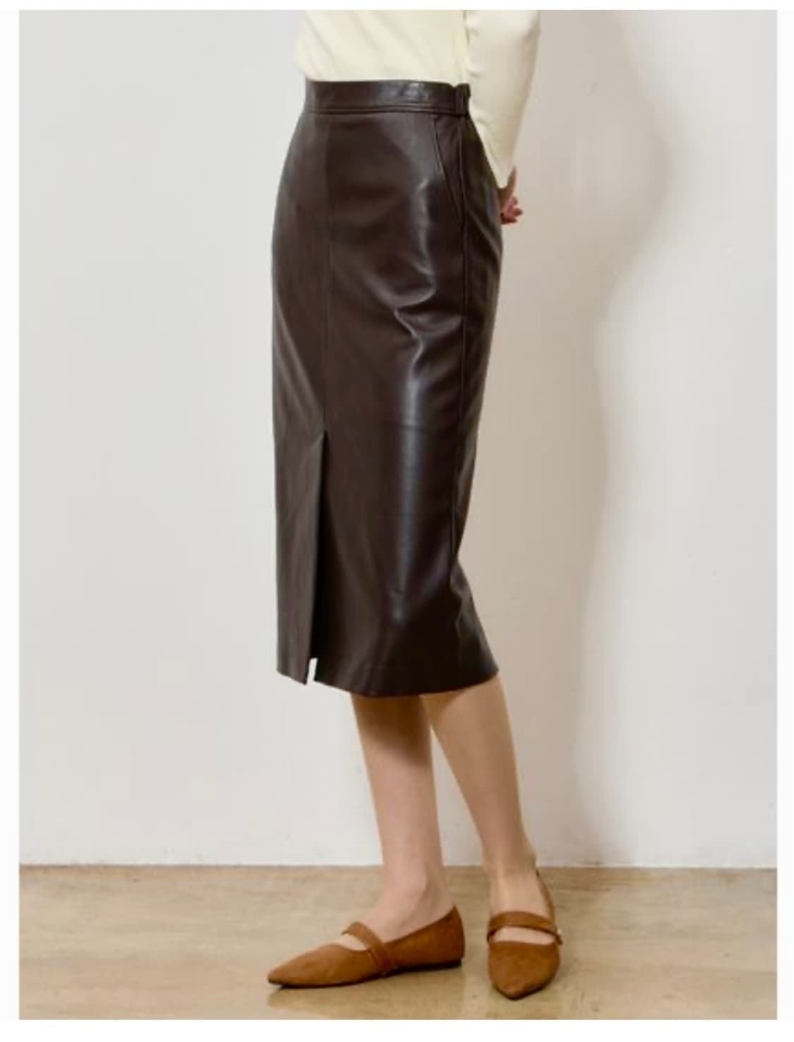 [쉬즈미스] 슬릿 레더 스커트 55 상품이미지1