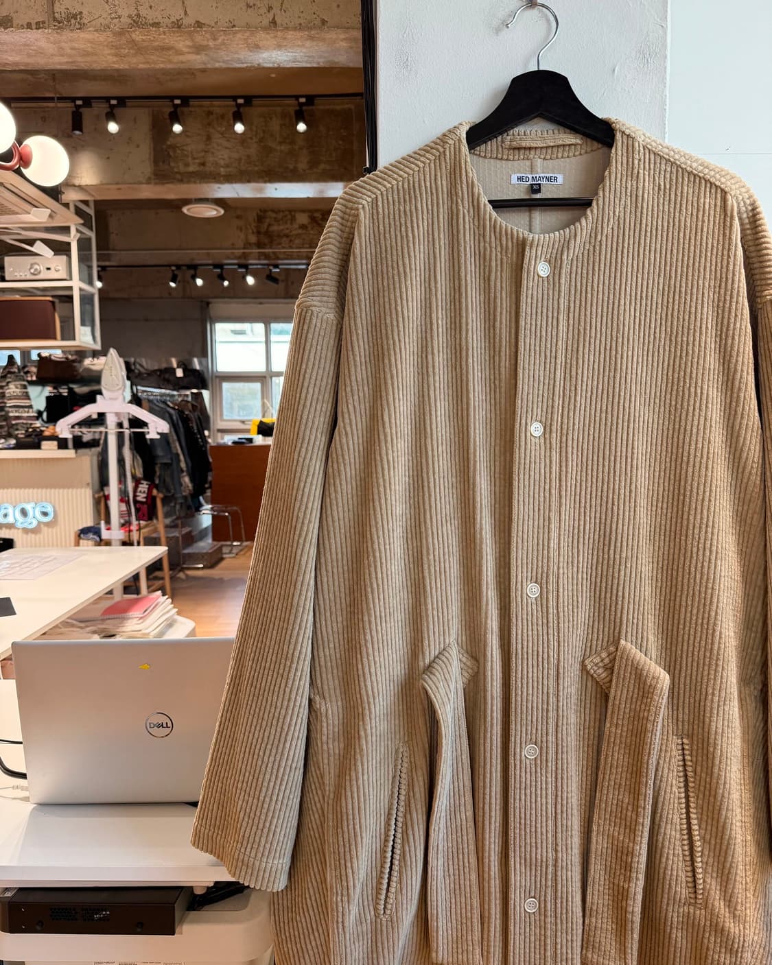 헤드 메이너 베이지 코듀로이 오버라이즈 코트 상품이미지4