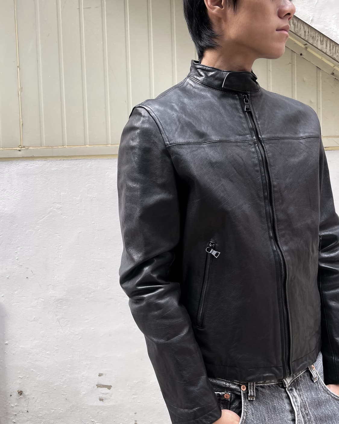 바나나리퍼블릭 카우 레더 바이커 자켓 상품이미지1