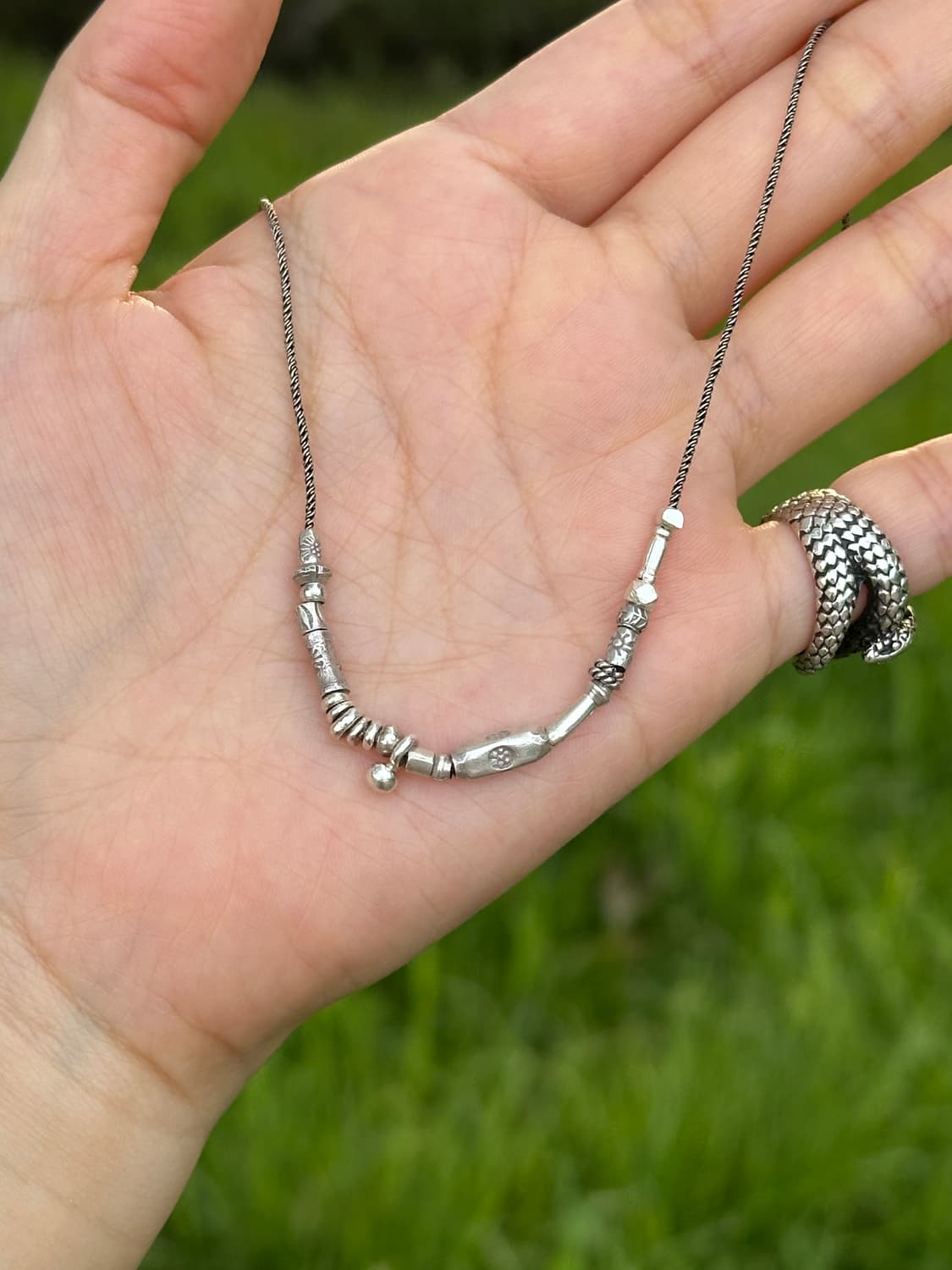 Musta karensilver mix necklace 상품이미지2
