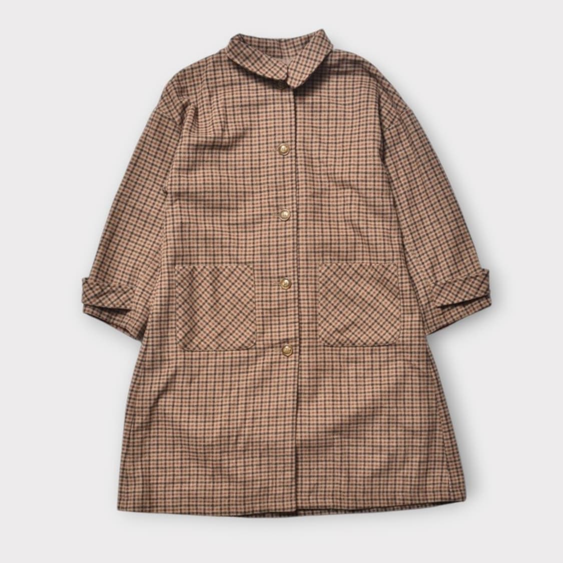 EHKA SOPO 여성 모직 체크 오버핏 울 코트 N839 상품이미지1