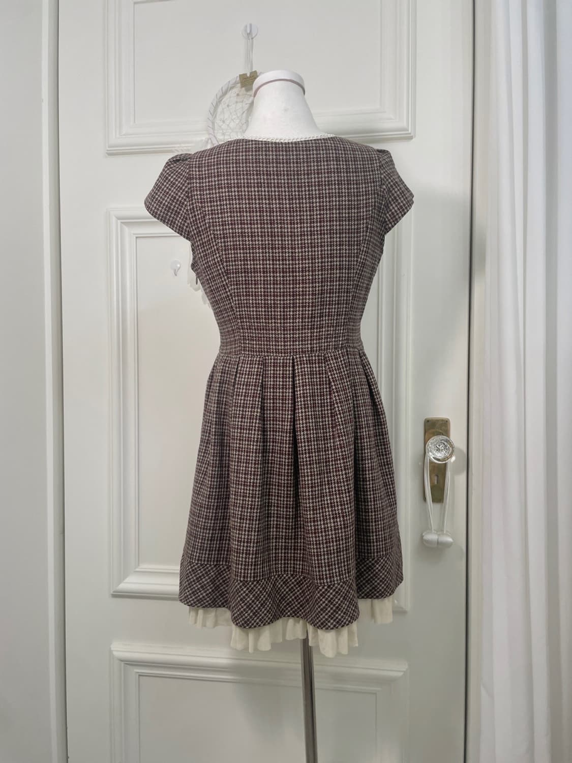 LEST ROSE brown red check pleats lovely 상품이미지3