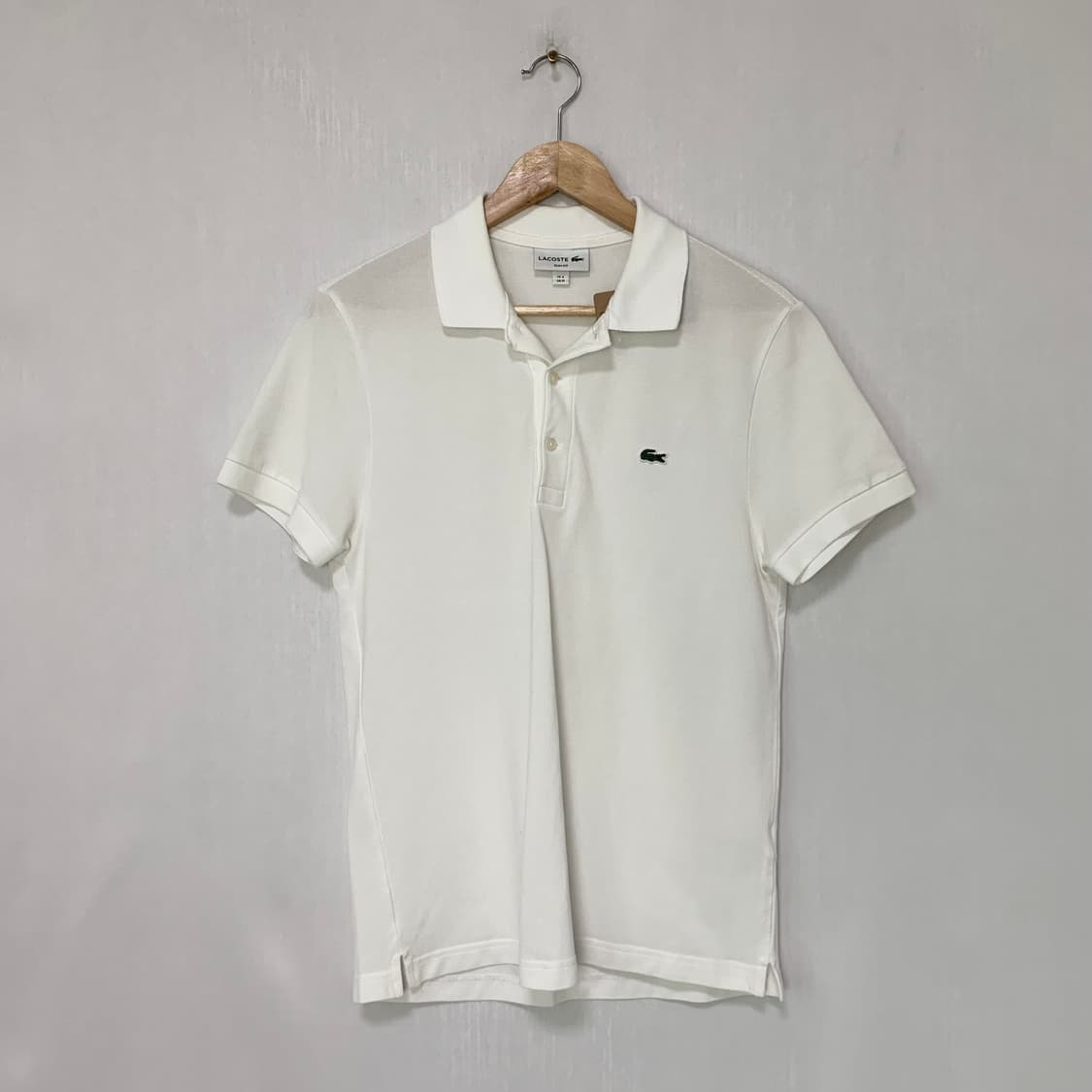 라코스테 슬림핏 화이트 폴로티 카라 티셔츠 M 남녀공용 상품이미지1