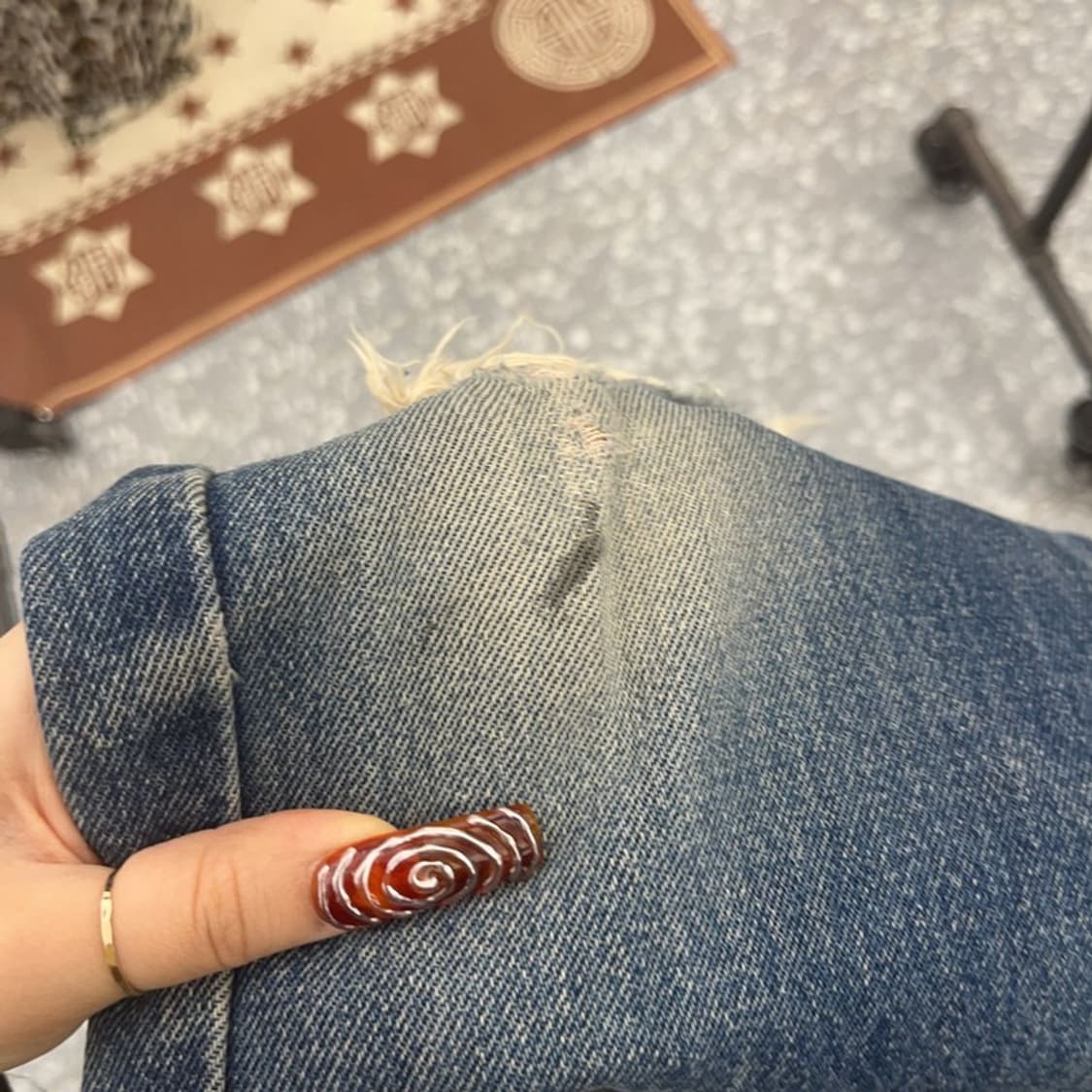 리바이스 희귀 갸루 레오파드 데미지 커스텀 데님팬츠 31인치 C09441 상품이미지8