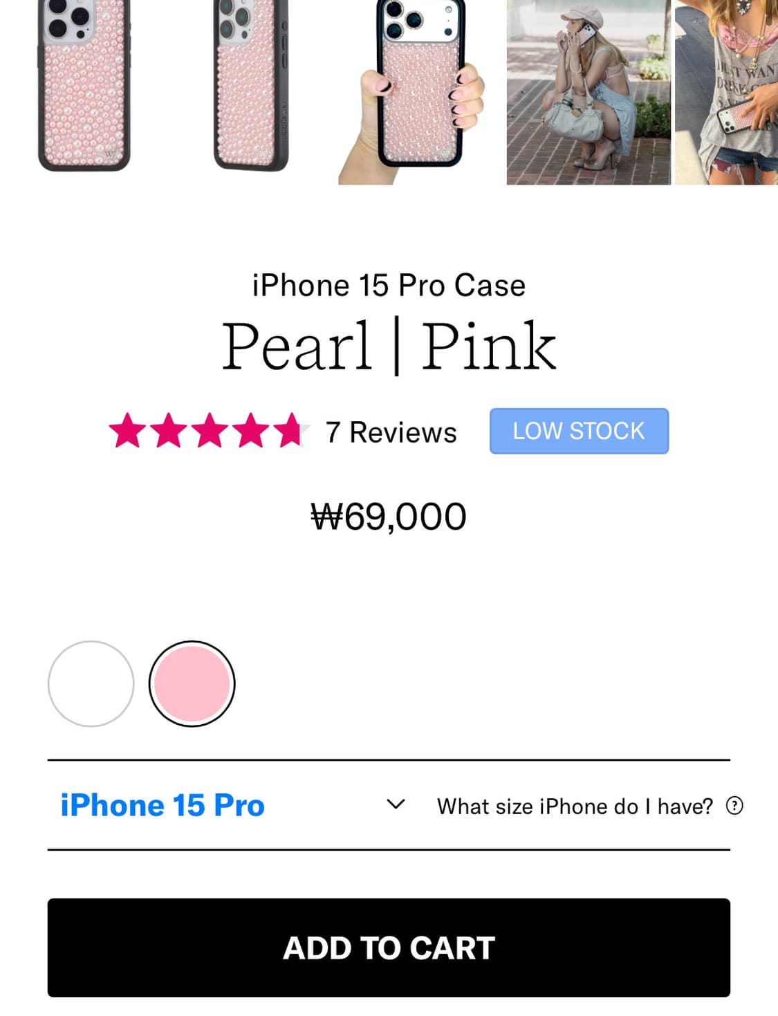 Wildflower 와일드플라워 아이폰15프로 Pearl Pink 상품이미지2